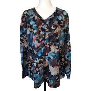 NORTHERN REFLECTIONS Long Sleeve Top Cozy Soft Multicolored Size XXL Petite